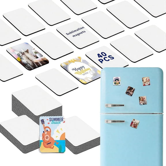 40Pcs Sublimation Picture Magnet Blanks Personalized Square Magnets for Refrigerator Custom Magnets Sublimation Blanks Products DIY Craft Gifts for Kitchen Office Decorative