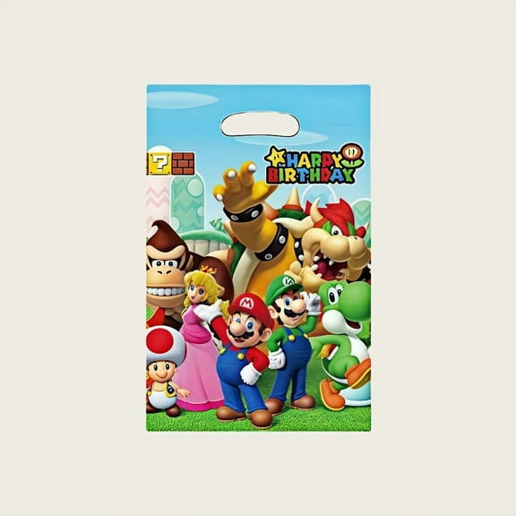 40Pcs Mario Bros Anime Cartoon Party Favor Gift Bags with Handle - Kids Birthday Goodie Bags for Candy, Themed Party Decorations Supplies