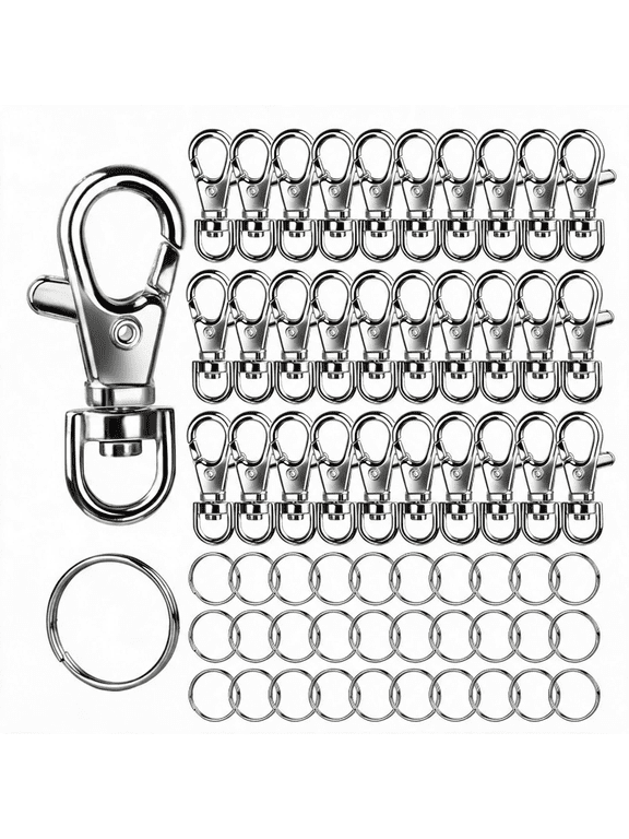 40PCS Lobster Claw Clasps and Key Rings, 40PCS Keychains Clips and 40PCS Key Chain Ring, Keychain Making kit for Key Chain, Jewelry Making, Art Crafts, Silver