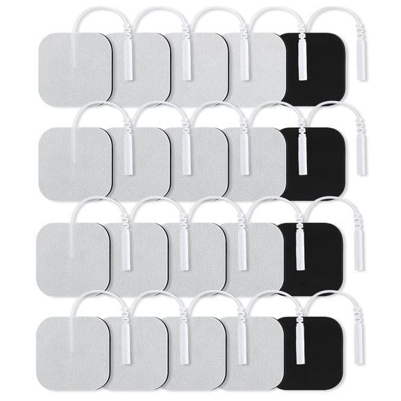 40Pcs TENS Unit Electrode Pads, Self Adhesive Electrode Pads, 2x2 inches TENS/EMS Unit Replacement Pads Snap, Reusable Non-Irritating Stim Design