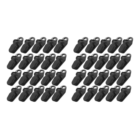 40Pcs Tent Awning Canopy Clamp Tarp Clip Snap Canvas Anchor Gripper Caravan Jaw Grip Trap Tighten Tool,40 x Tent clamps,Black
