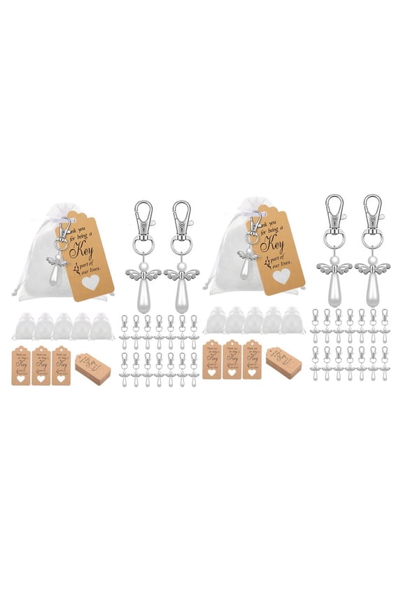 40Pcs Thank You Gift Angel Keychains Wedding Favors Angel for Baby Shower Birthday Giveaway