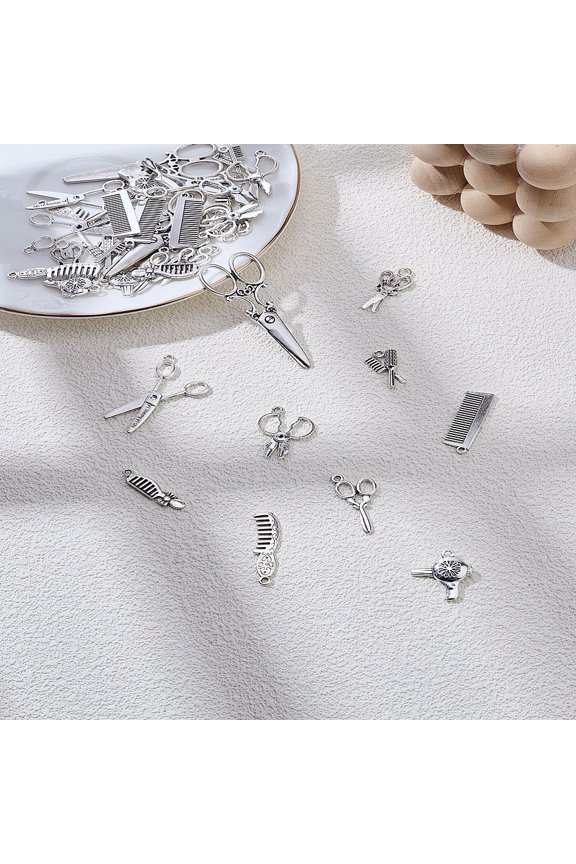 40Pcs Tool Shape Tibetan Style Alloy Pendants Silver Charms Pendants Decoration