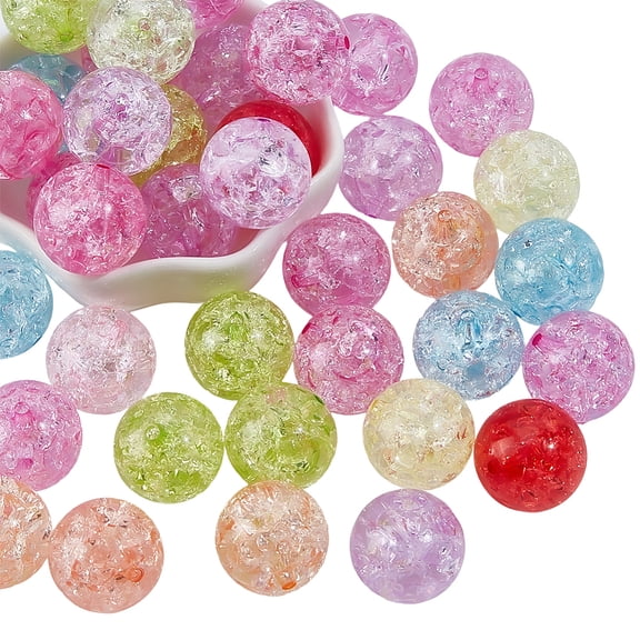 40Pcs Transparent Acrylic Beads Round Mixed Color 20mm Hole: 2mm