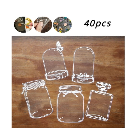 40Pcs Transparent Dried Flower Bookmarks Set Clear Jars DIY Crafts Book Mark (Pressed Flowers Excluded)