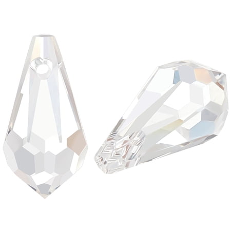 40Pcs Transparent Glass Beads Faceted Top Drilled Teardrop Clear 13-14x6.5-7mm Hole: 1mm