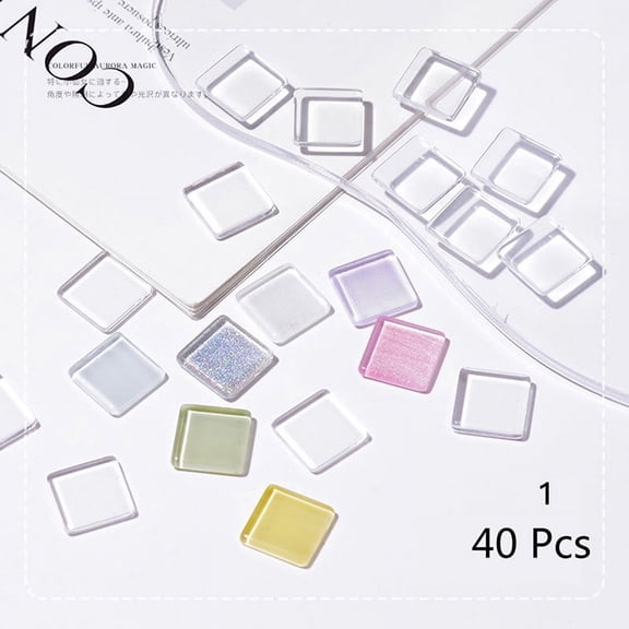 40Pcs Transparent Glass Nail Art Display Showing Polish Color Board Tips Tools