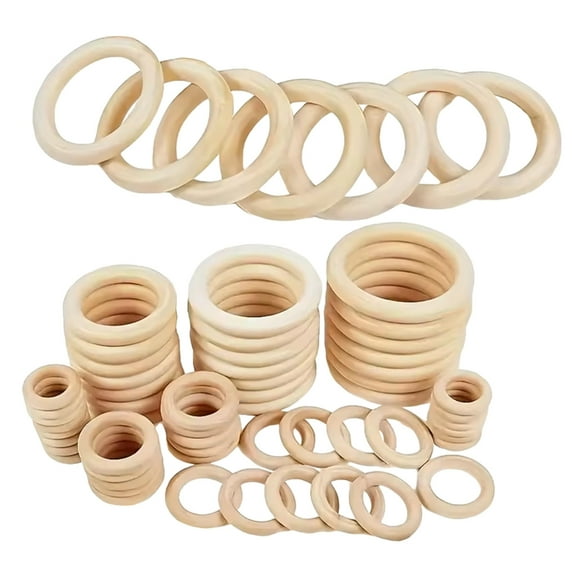 40Pcs Unfinished Wood Rings for Craft, Rings Pendant and Connectors 15-50mm