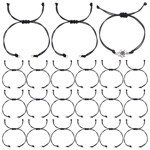 40Pcs Waxed Polyester Cord Bracelet Semi Finished Bracelets Black Adjustable Bracelets Knot Rope Handmade Friendship Bracelet