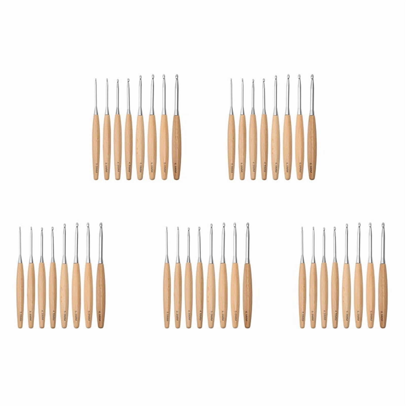 40Pcs Wood Crochet Hooks 3.0mm-6.5mm, Ergonomic Handle Crochet Hooks Set