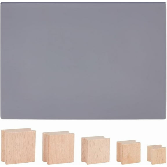 40Pcs Wooden Stamp Blocks 5 Sizes Blank Rubber Stamp Mounts with Rubber Stamp Sheet Laser Engraving Rubber Seal Accessories