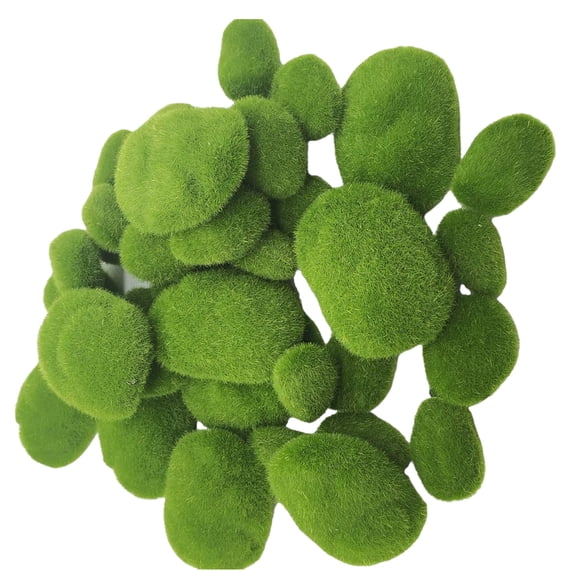 40Pieces Artificial Moss Covered Stones For Miniature Garden Crafting And Garden Displays