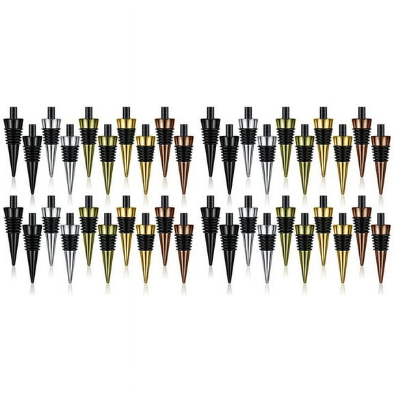40Pieces Blank Bottle Stopper with Threaded Post Metal Wine Stopper Inserts Set Hardware for Wood Turning DIY Project,40 x Wine corks,As Shown