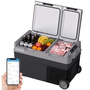 40QT 38L Dual Zone Portable Car Refrigerator Freezer with Handle & Wheels, Rapid Cooling -4 F to 68 F , Compressor Powered, 12/24V, APP & Battery Compatible