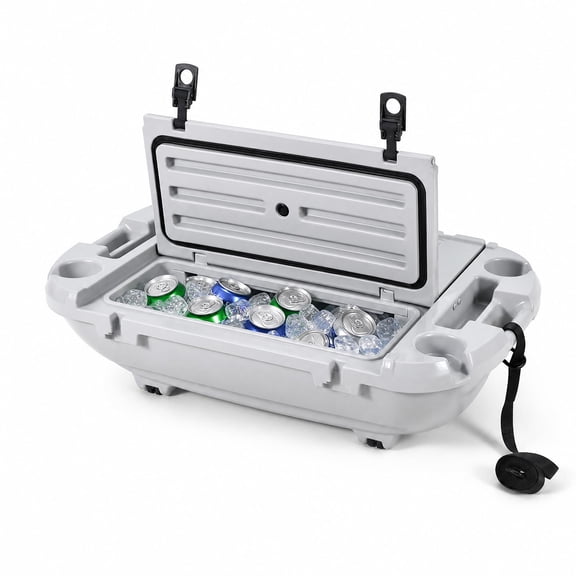 40QT Floating Cooler Land & Water Waterproof Dry Storage for River Lake Beach Camping Kayaking, Cool Gray