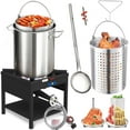 thumbnail image 1 of 40QT Seafood Boiling Kit, 200,000BTU Propane Burner and 36" Large Spoon, Crawfish Boil Pot w/Basket and Steamer Rack, Outdoors Cooking and Steaming, Large Turkey Fryer Pot, Lobster Shrimp Pot, 1 of 7