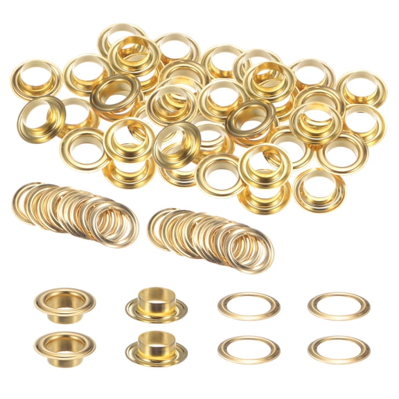 40Set Grommets Eyelets with Washers 12mm Copper Metal Eyelets Kit for Curtain Tarps Leather Bag DIY, Gold