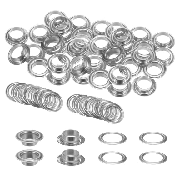40Set Grommets Eyelets with Washers 12mm Copper Metal Eyelets Kit for Curtain Tarps Leather Bag DIY, Silver Tone