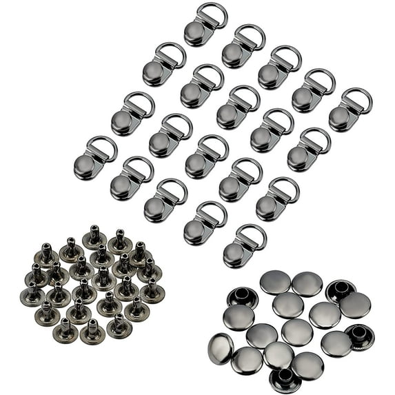 40Sets Boot Lace Hooks Brass Shoes Lace Safety Buckle Shoes Eyelets Hook Loop D‑ring With Rivets For Climb Hiking Shoes Work Outdoor Mountaineering Boots Gunmetal