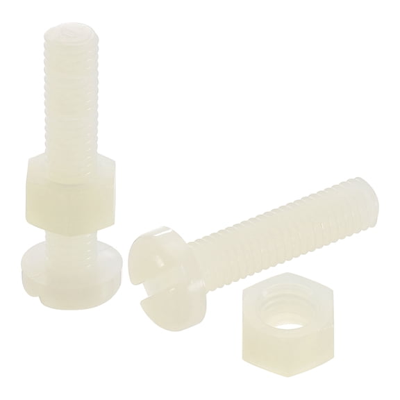 40Sets Nylon Screw Nut Assortment, M5-0.8x20mm Slotted Pan Head Screws & M5 Nuts