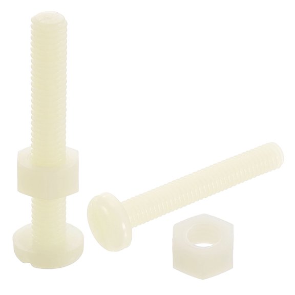 40Sets Nylon Screw Nut Assortment, M6-1x40mm Slotted Pan Head Screws & M6 Nuts