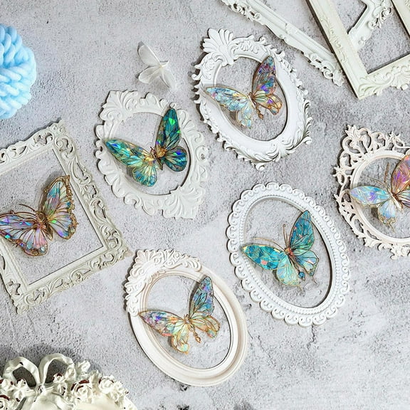 40Sheets Lace Frames Scrapbook Paper,Vintage Hollow Embossed Photo Frame Material Scrapbooking Paper Background Window Frames Decoration Paper for DIY Junk Journal Crafts Journaling Scrapbook Supplies