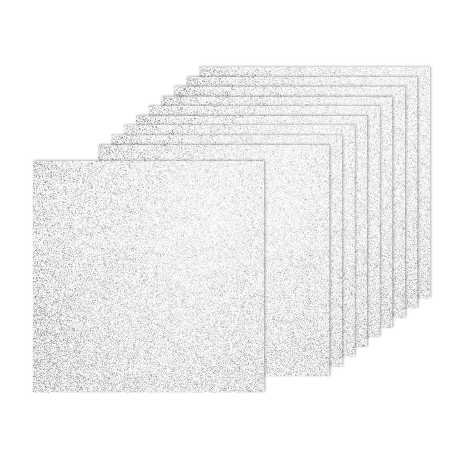 40Sheets Silver Glitter Cardstock, 12x12In Glitter Paper Card Stock Shiny Scrapbook 250gsm Sparkly Paper Large Shimmer for Crafts Scrapbook DIY Art Wedding Party