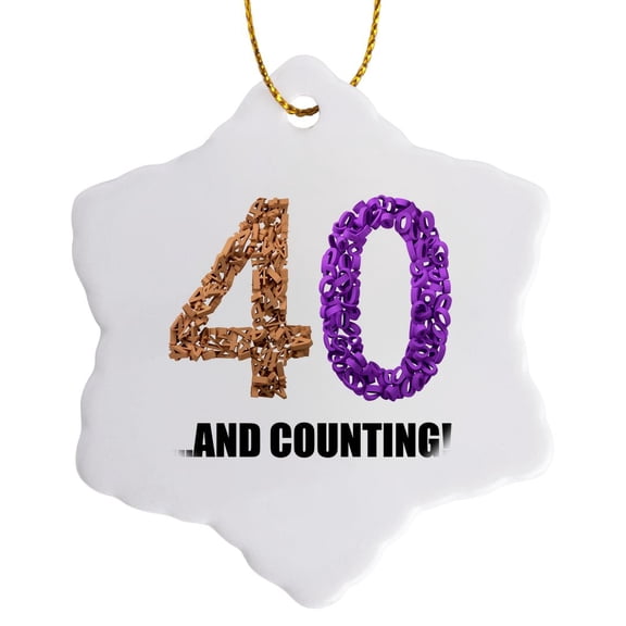 3drose, 40th Anniversary. and Counting. Intricate Numbers Design., 3 inch Snowflake Porcelain Ornament