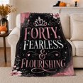 thumbnail image 1 of 40Th Birthday Celebration Crown Typography, Cozy Friendship Quote Scene, Warm Flannel Blanket for Living Room and Reading Nook, Art Lovers Appreciation Gift, Artistic Home Decor, 1 of 9
