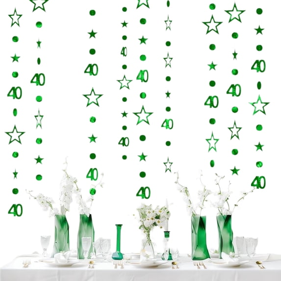 40Th Birthday Decorations 6 Feet Long Green Hanging Star Garland Adult Birthday Party Supplies for Themed Party Wall Decoration One Size Green