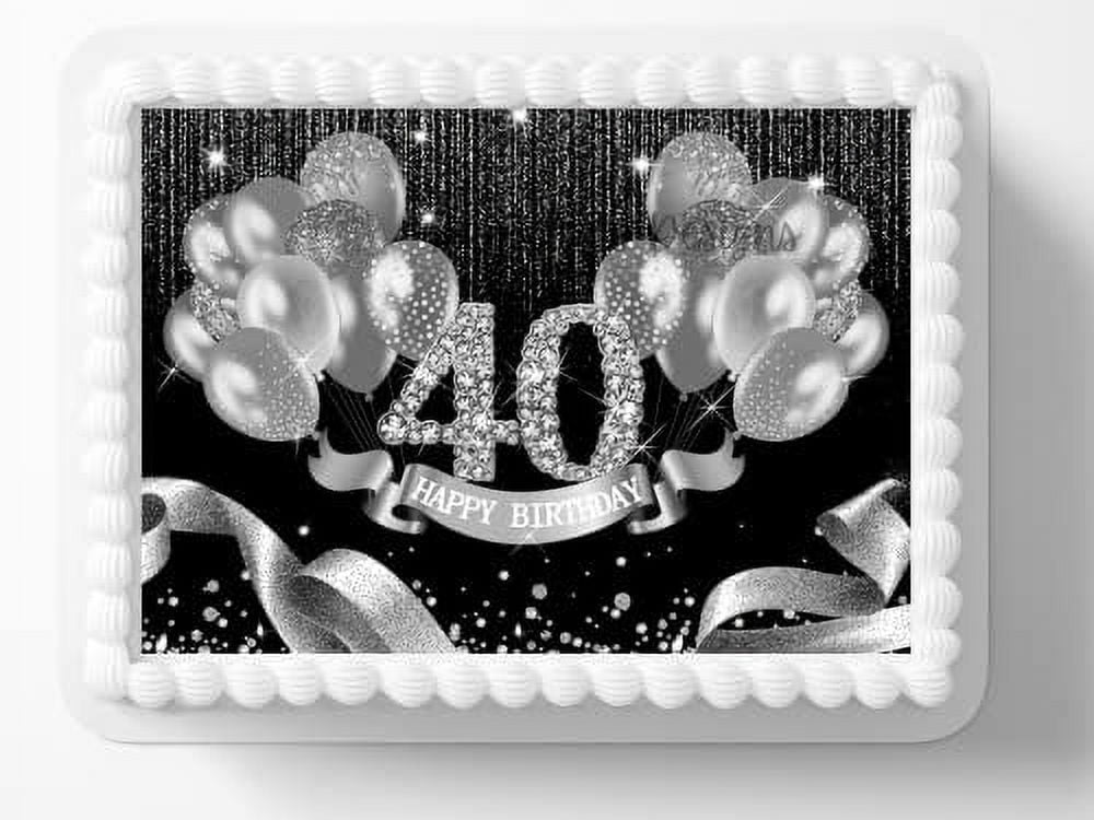 40Th Birthday Edible Image Edible Cake Topper Frosting Sheet Icing ...