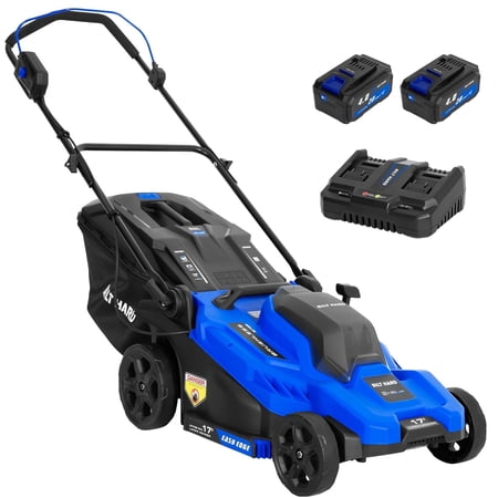 Lawn Mower Electric Lawnmower 40-Volt 17 inch Cordless Brushless Walk-Behind Lawn Mowers With Bagging 6-Position Height Adjustment, 2 x 4.0ah Battery Powered & Dual Charger Included for Lawn Garden