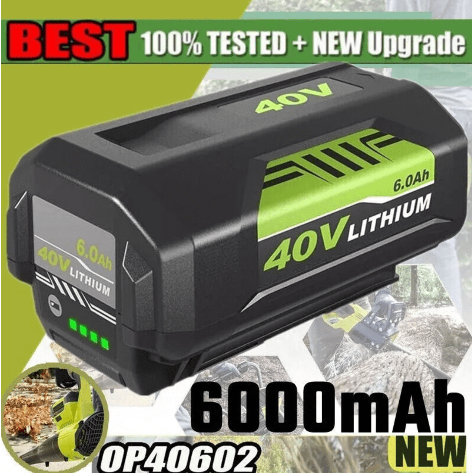 40V 6.0Ah Lithium Battery Replace for Ryobi 40 Volt OP4026 OP40602 OP4050A OP4040 Power Tools