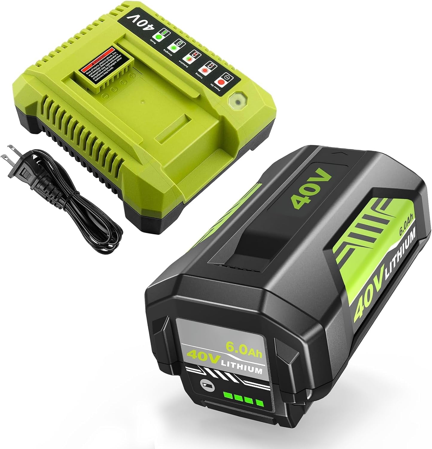 40V 6.0Ah Lithium-Ion Battery and Rapid Battery Charger OP401 for Ryobi 40 Vlot Power Tools OP4026 OP40602 OP4050A OP4040 OP4030
