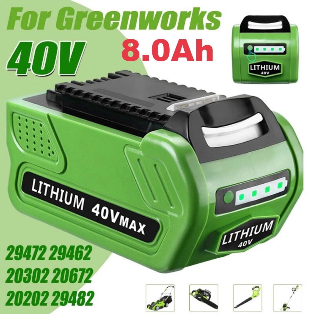 40V 8.0Ah Replace for Greenworks 40Volt Lithium Battery 29462 29252 20672 with LED Indicator Light