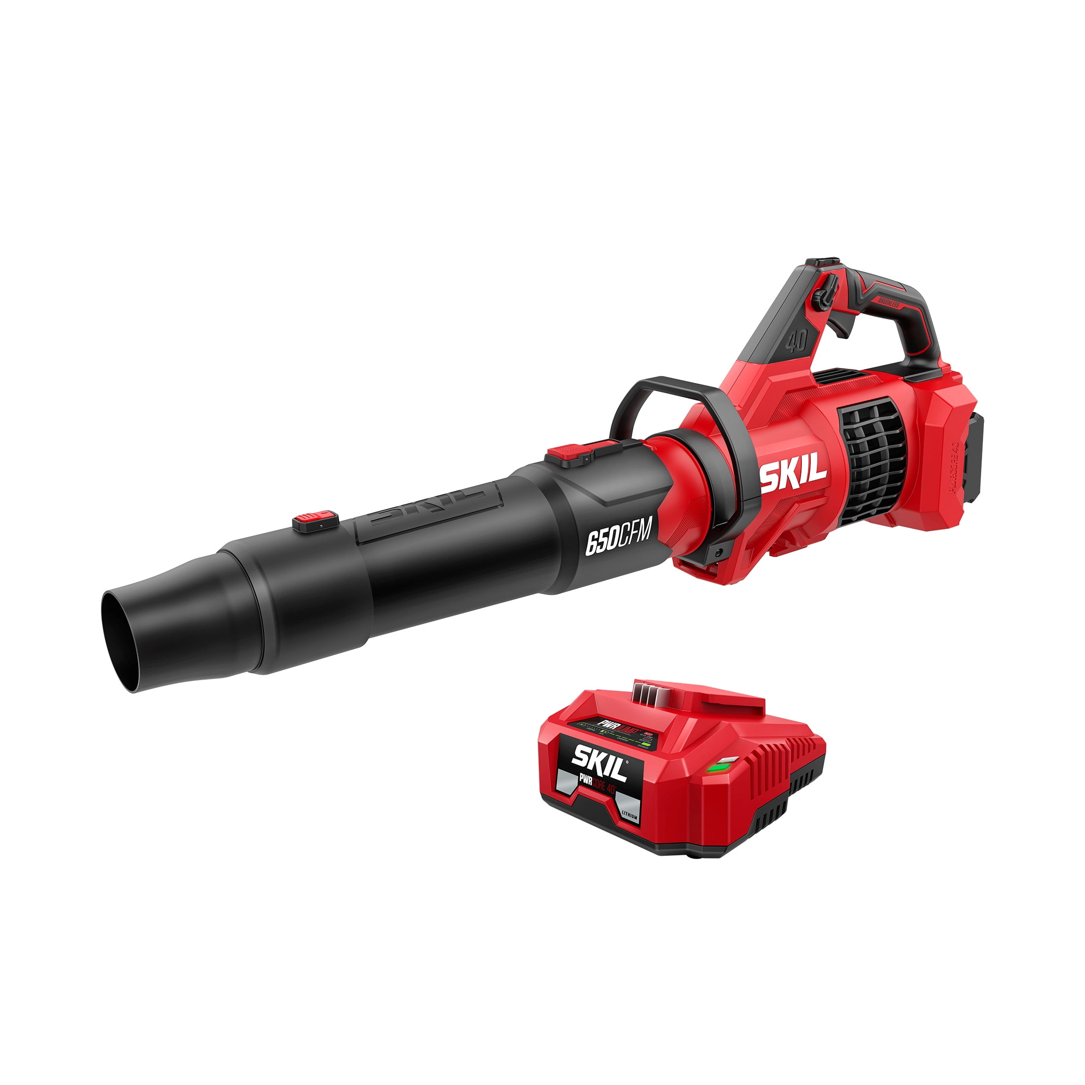SKIL PWR CORE 40V Brushless 650 CFM Leaf Blower Kit with 4.0Ah Battery and Charger, BL0650C-13