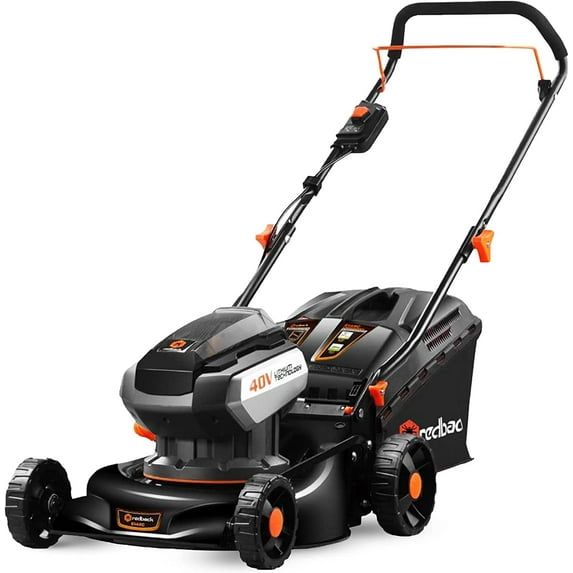 Electric Lawn Mower Redback E142C Cordless Lawn Mower HandPush Mower with Adjustable Handle and 17Inch Cutting Width Lawn Care Equipment for Landscaping and Gardening with 6Ah Battery and 5A Charger W/ 6Ah Battery & 5A Charger