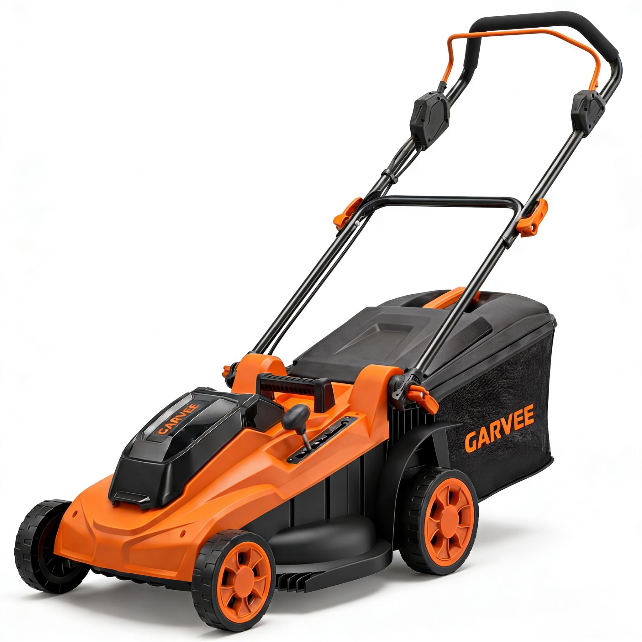 40V Cordless Lawn Mower, 17-Inch Electric Push Mower with Brushless Motor, 2×4.0Ah Battery & Charger, 6-Position Height Adjustment, 40L Grass Bag, 3-in-1 Mulching/Bagging/Side Discharge, orange