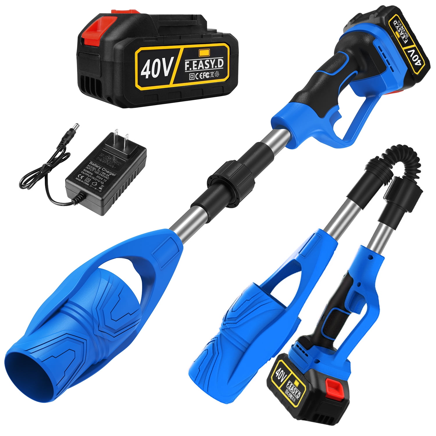 40V Cordless Leaf Blower,AILKIN High Speed Foldable Air Leaf Cleaner,Lightweight Mini Handheld Rechargeable Electric Cordless Leaf Blowers with Battery and Charger for Garden,Patio,Home,Yards,Blue