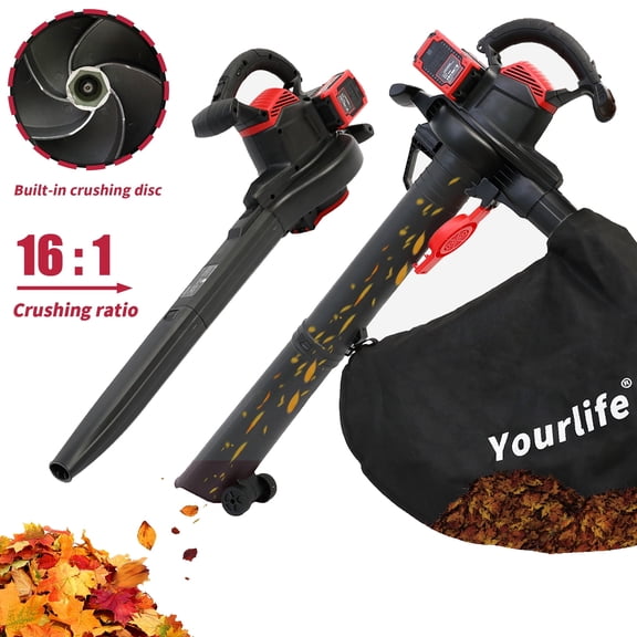 40V Cordless Leaf Vacuum Kit, 210MPH 6-Speed Adjustable Blower Vacuum, Leaf Vacuum and Leaf Blower 2 in 1, 4.0Ah Battery with Charger