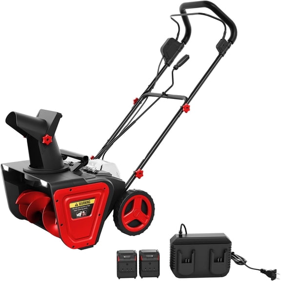 40V Cordless Snow Blower, Brushless Motor, 20 Inch Clearing Width, 12 Inch Clearing Depth, 180° Rotating Chute, LED Headlight, Battery Powered Electric Snow Thrower ,Red
