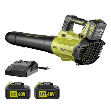 40V Leaf Blower - 600CFM Leaf Blower Cordless with 2 X 2.5Ah Battery & Charger, 3-Speed Electric Leaf Blower, Battery Powered Leaf Blower Lightweight for Snow Blowing & Yard Cleaning
