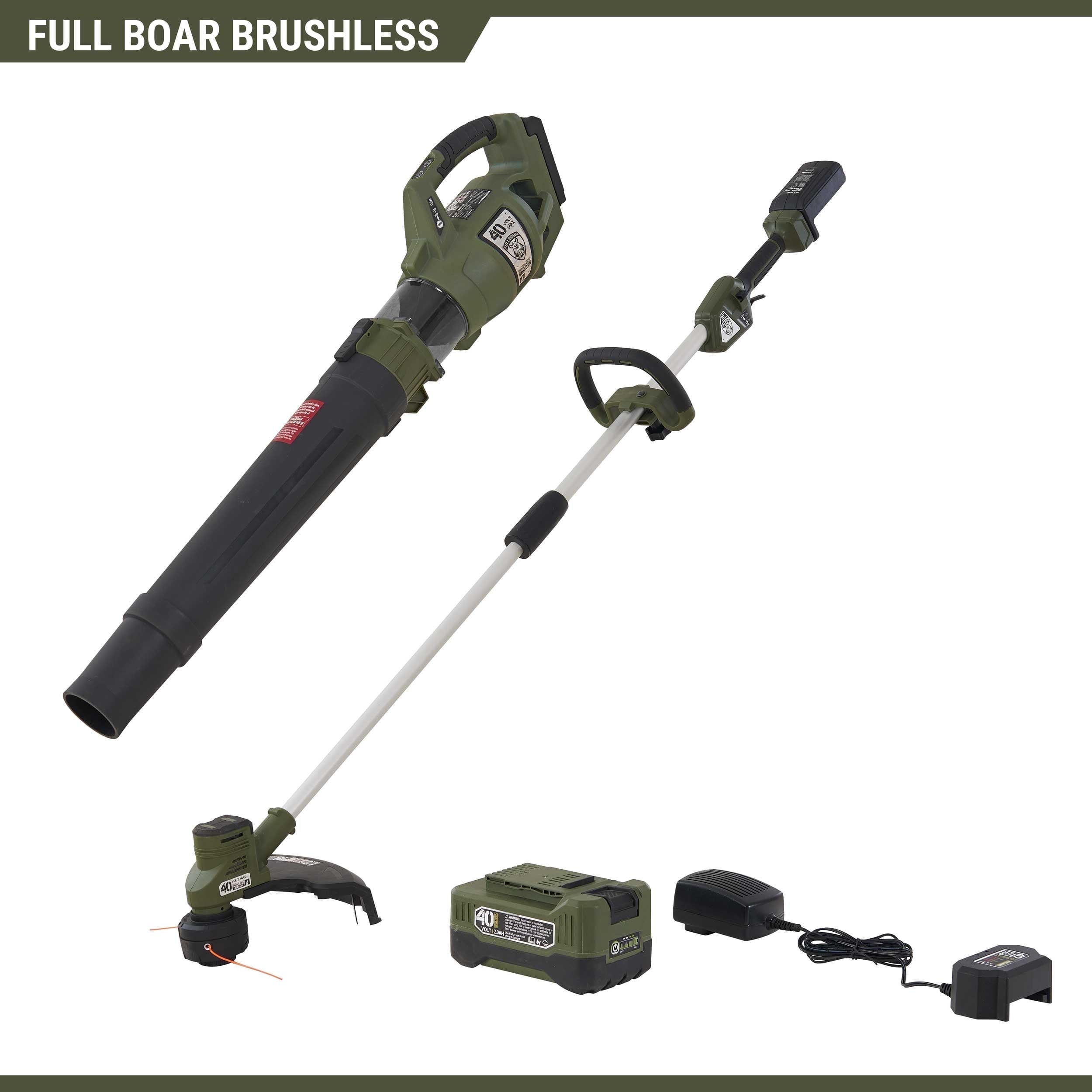 40V Lithium-Ion 16 In. Cordless Brushless String Trimmer/Leaf Blower Combo- with 2.0Ah Battery and Charger