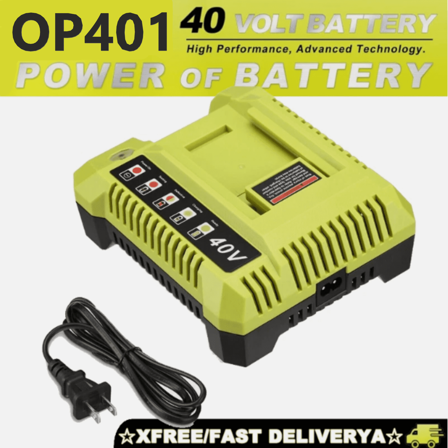 40V Rapid Charger Replace for Ryobi OP401S 40V Battery, OP406A OP404 OP401 Replacemant Battery Charger for Ryobi OP40605 OP40602 OP40601 OP4050 OP4040 OP4030