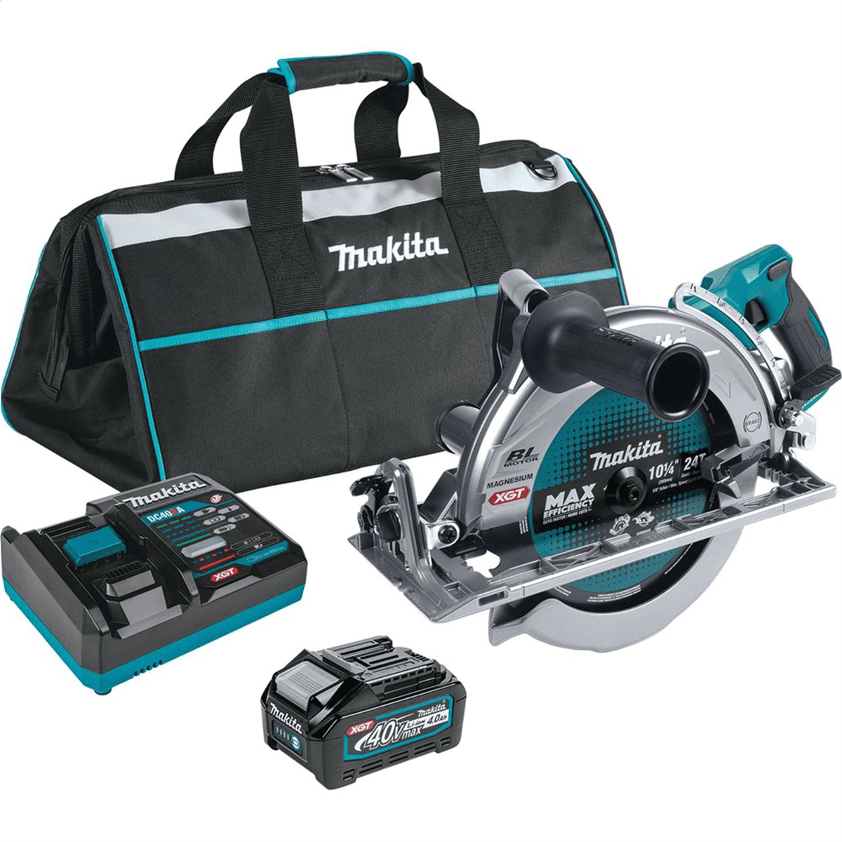 Makita 40V max XGT Brushless Rear Handle 10-1/4" Circular Saw Kit, AWS Capable, bag, with one battery (4.0Ah)