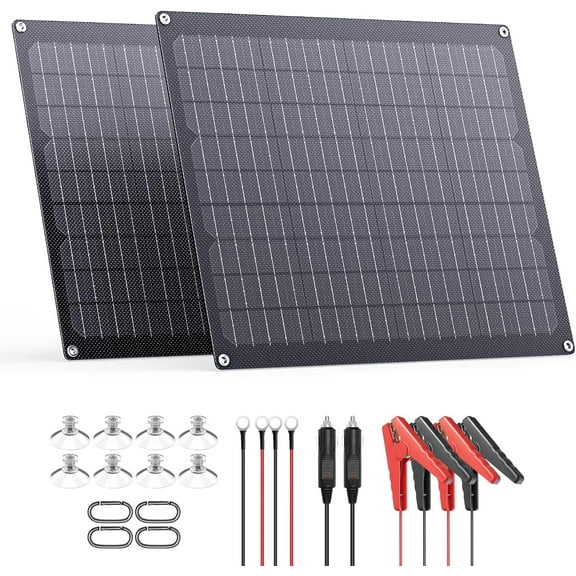 40W 12V Solar Battery Charger,2 PCS 20W Maintainer with Built-in Intelligent Charge Controller,IP68 Waterproof Trickle Charger for Car Boat Marine RV Trailer
