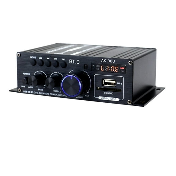 40W*2 Ak380 Bluetooth 5.0 HiFi Power Amplifiers Stereo Home Car 12V Digital Sound Amplifier BASS Music Player FM Radio ,Multiple Applications