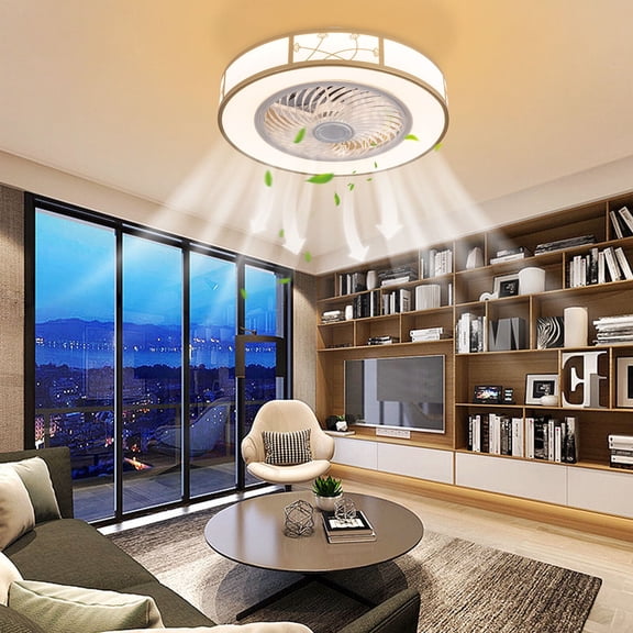 40W 20" LED Ceiling Fan Light Caged Low Profile Ceiling Fan Lamp W/ Remote Control