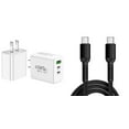 thumbnail image 1 of 40W 3-Port USB Wall Charger for Motorola Razr+ Plus 2023 [Dual USB-C Power Delivery PD 3.0 / USB-A Quick Charge QC 3.0] Fast Charging Power Adapter with 30W USB-C to USB-C Cable - White, 1 of 9