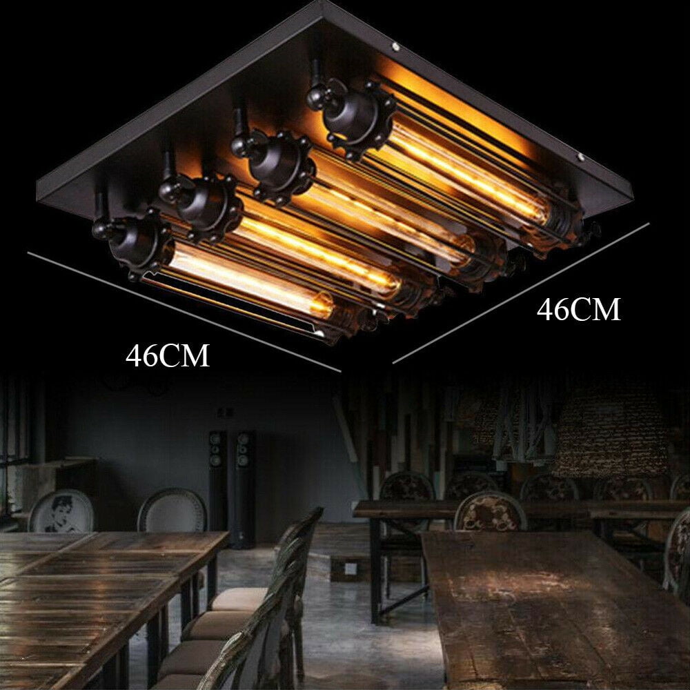 4-Light Industrial LOFT Steampunk Steel Ceiling Light Industrial offers Flushmount Ceil